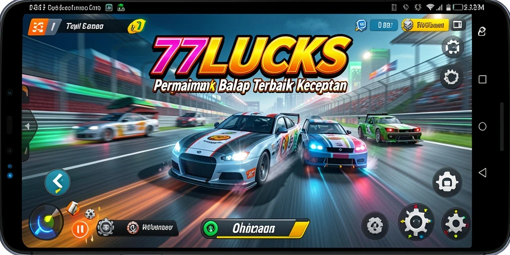 Tampilan menarik gameplay balapan di 77LUCKS dengan kendaraan yang cepat.