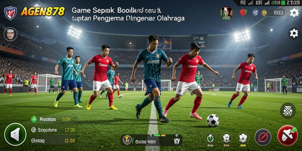 Screenshot AGEN878 menampilkan pertandingan sepak bola yang penuh aksi.