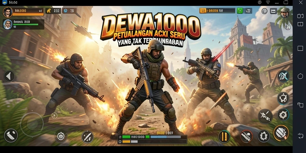 Screenshot gameplay DEWA1000 yang menunjukkan aksi menegangkan.