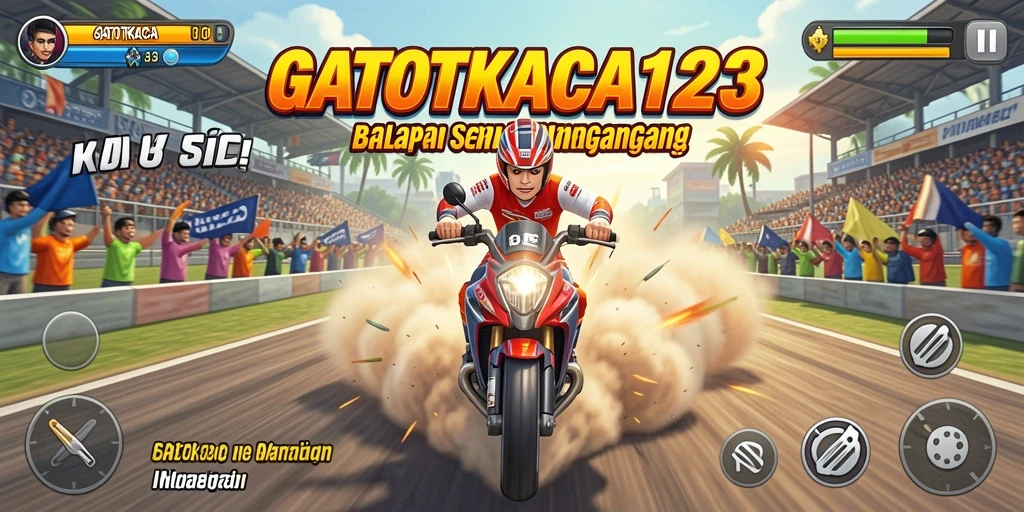 Gameplay balapan GATOTKACA123 yang seru dan menegangkan.