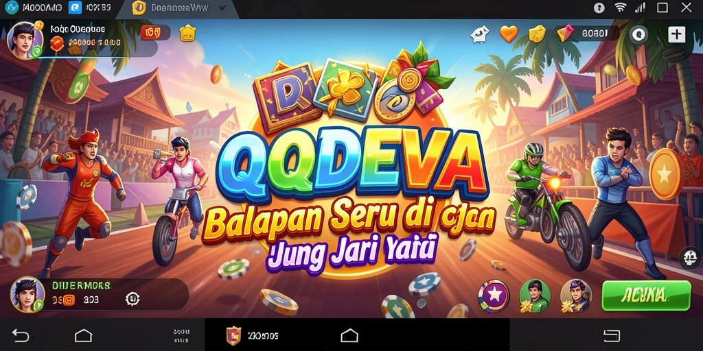 Screenshot dari gameplay balapan di QQDEWA dengan mobil-mobil cepat.