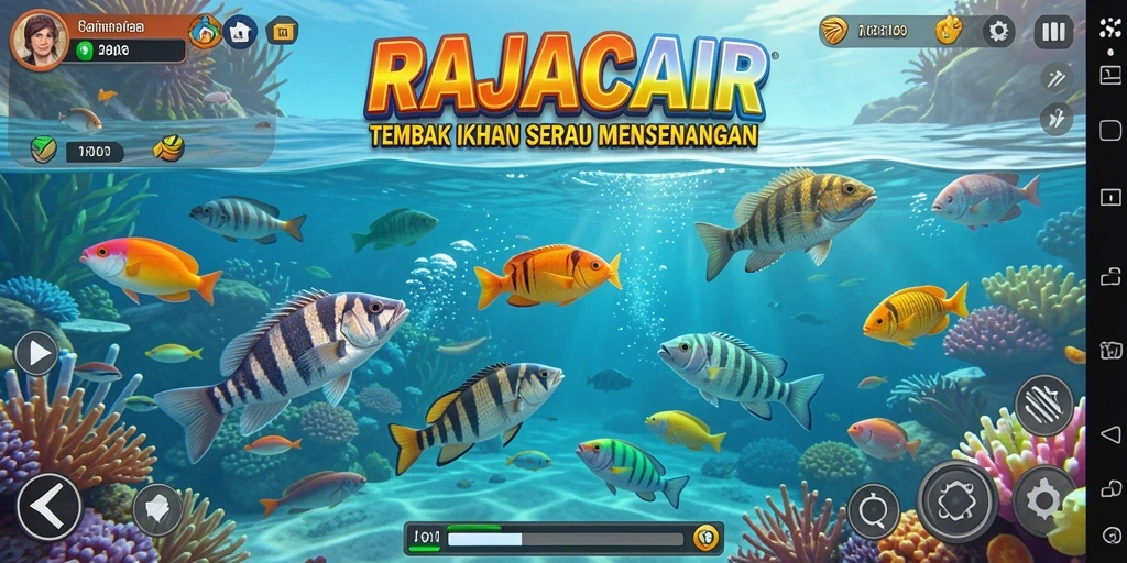Tampilan gameplay RAJACAIR yang seru saat menembak ikan.