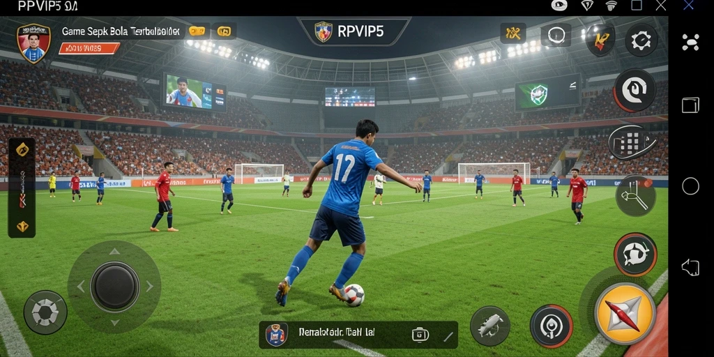 Tampilan menarik dari gameplay RPVIP5 dengan aksi sepak bola yang seru.