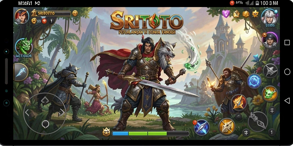 Screenshot gameplay SRITOTO menampilkan karakter dalam aksi petualangan.