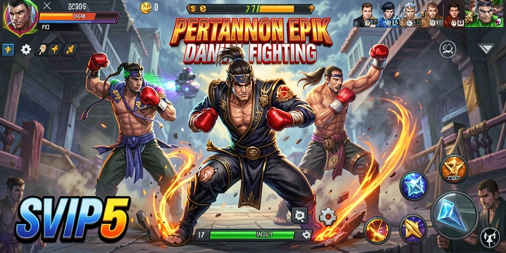 Tampilan pertarungan seru dalam SVIP5 dengan karakter yang beragam.