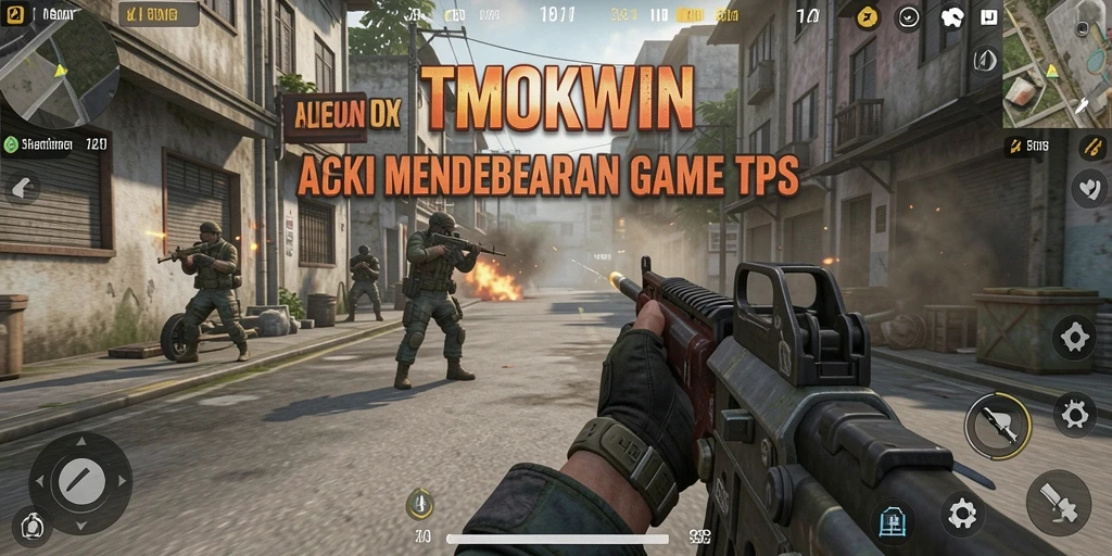 Screenshot TMOKWIN menampilkan aksi menembak yang intens dan mendebarkan.