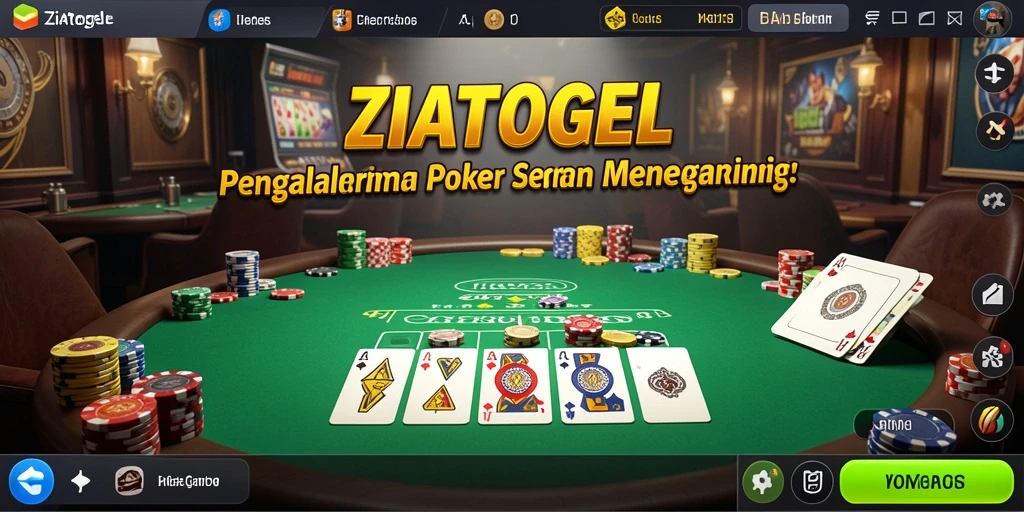 Gameplay seru ZIATOGEL dengan suasana poker yang mendebarkan.